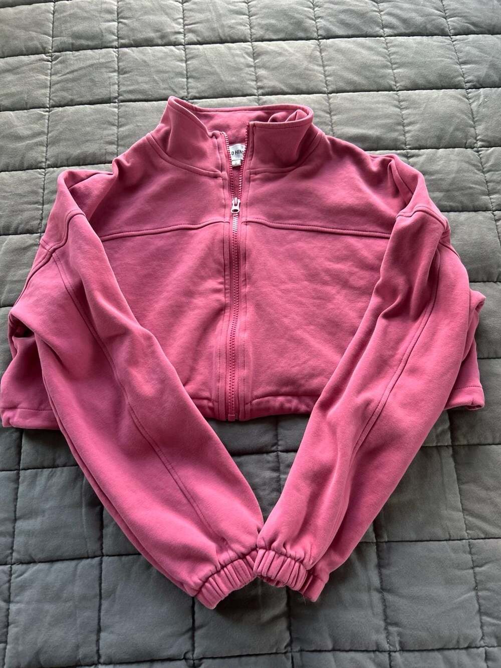 Gold Hinge Cropped Zip Pullover Rose Pink Sweatshirt